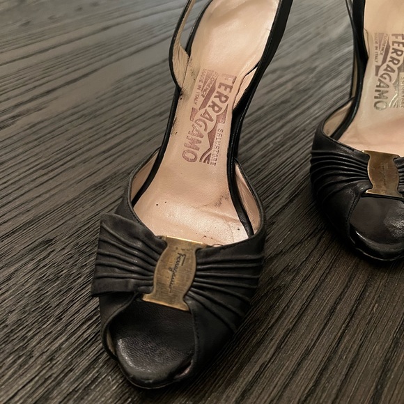 Black sling back heels- Salvatore Ferragamo
